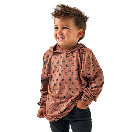 Boy's Burlebo Performance Hoodie Whitetail Deer Brown Y-PH-WTD-B