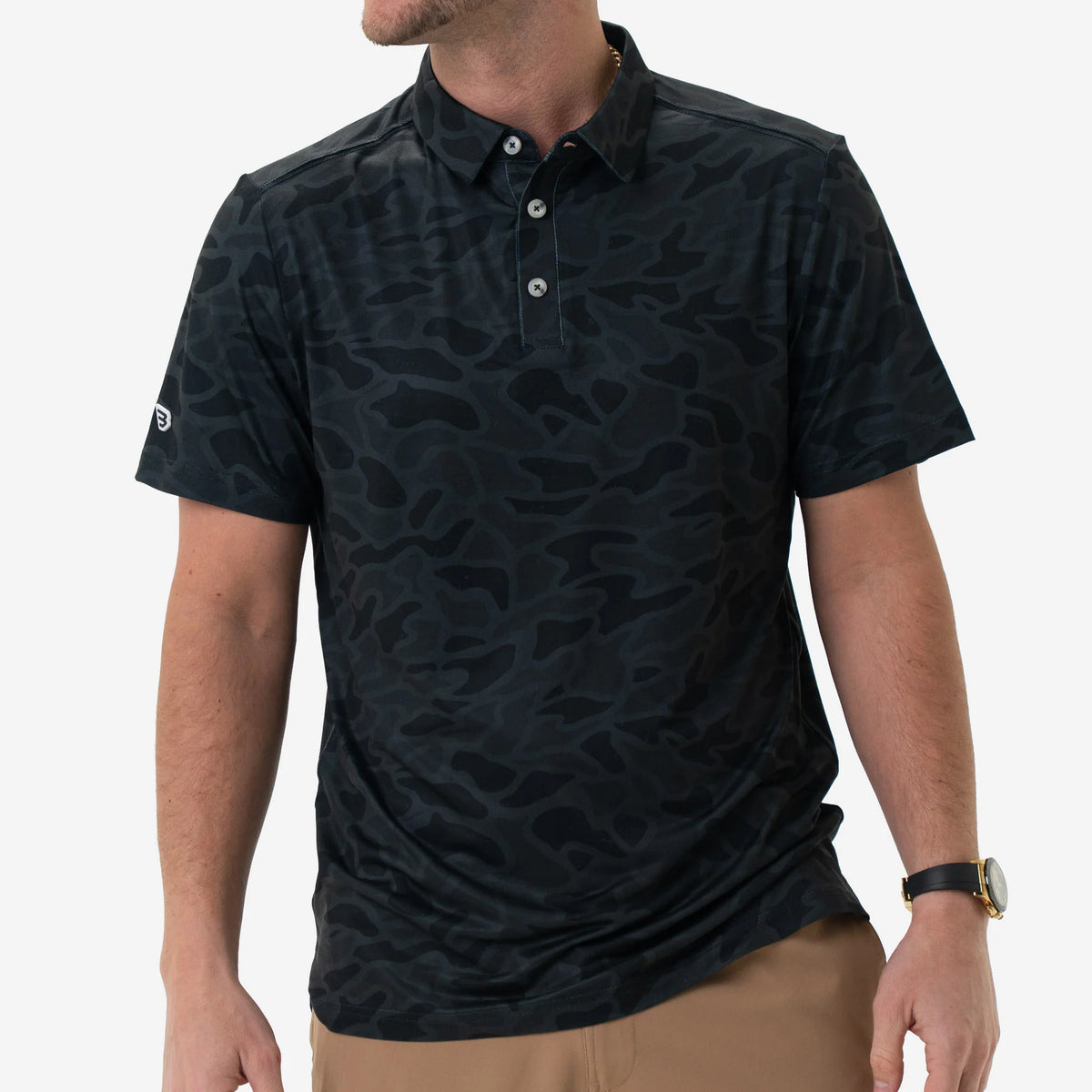 Burlebo Men's Black Camo Performance Polo PP-BLKC