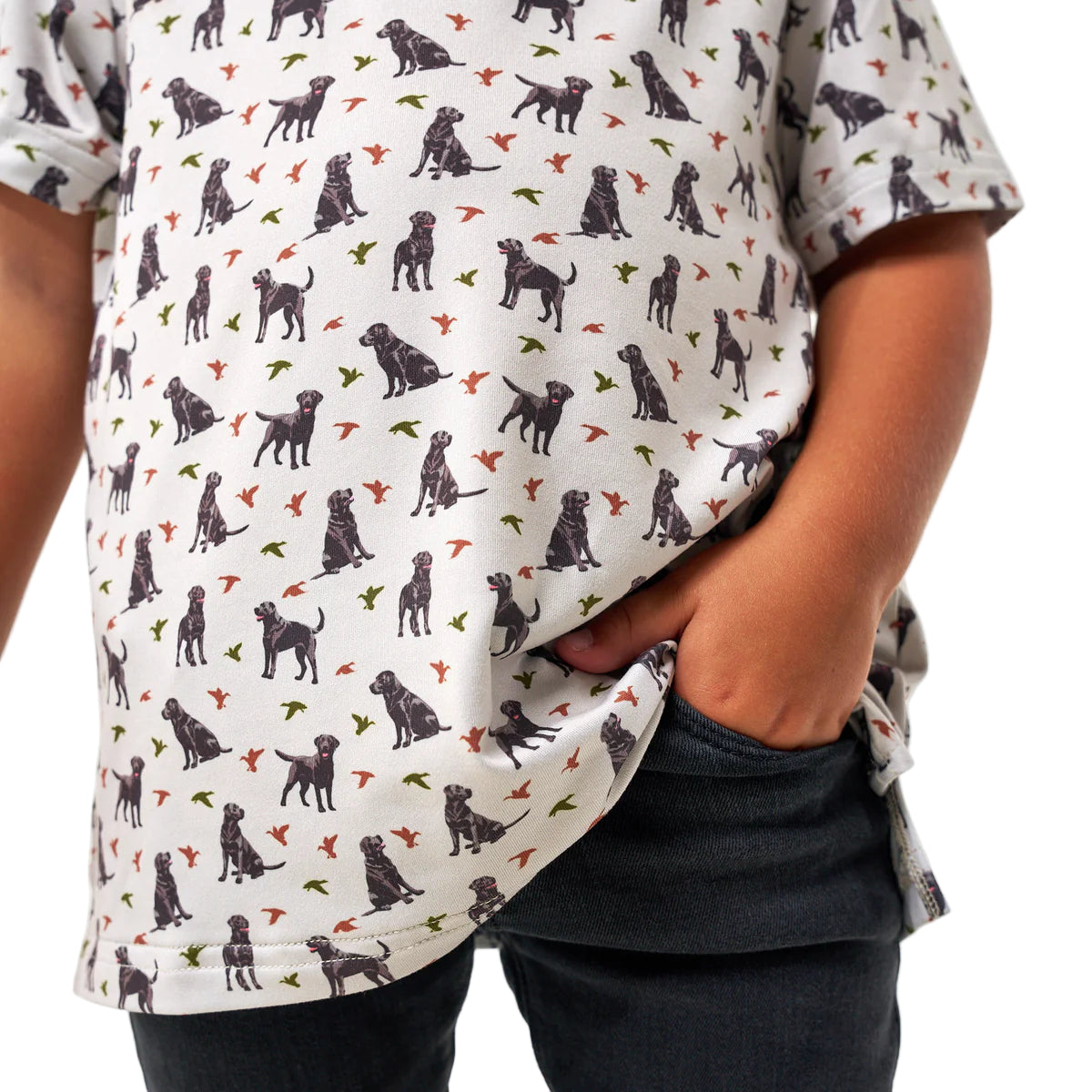 Boy's Burlebo Performance Polo Ducks and Dogs Y-PP-DAD