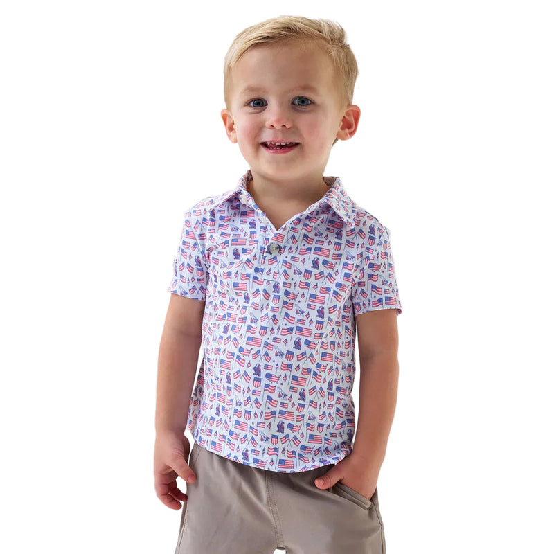 Boy's Burlebo Old Glory Performance Polo Y-PP-OLDG