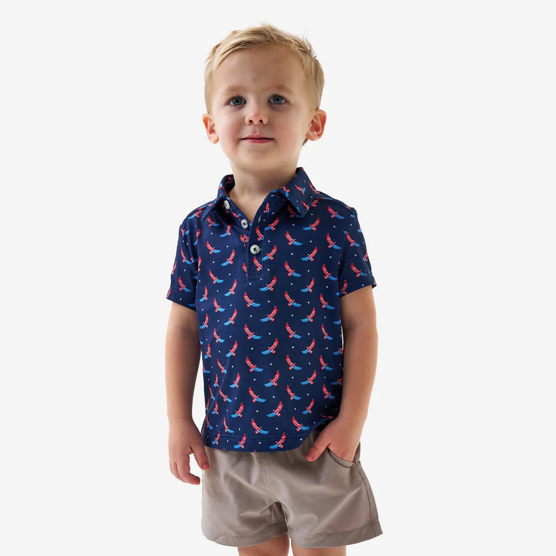 Boy's Burlebo Navy USA Eagle Performance Polo Y-PP-UEAG
