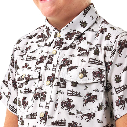 Boy's Burlebo Performance Western Shirt Cowboy Country Y-PWS-CBCTY