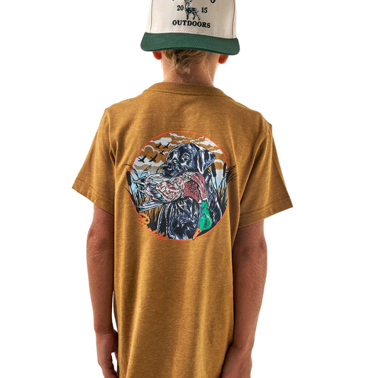 Boy's Burlebo Short Sleeve Tee Duck and Dogs Light Brown Y-SST-DKDG-LB