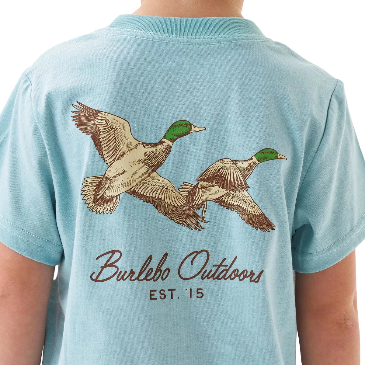 Boy's Burlebo Sky Blue Flying Mallards Short Sleeve T-shirt Y-SST-FM-SB