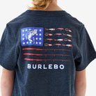 Boy's Burlebo Heather Navy Fishing USA Short Sleeve T-shirt Y-SST-FUSA-NVY