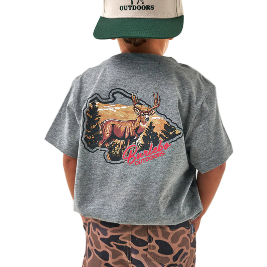 Boy's Burlebo Short Sleeve Tee Hill Country Buck Dark Heather Grey Y-SST-HCBK-DHG