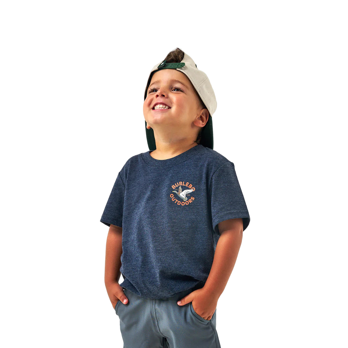 Boy's Youth Short Sleeve Tee Old School Duck Hunt Heather Navy Y-SST-OSDK-HN