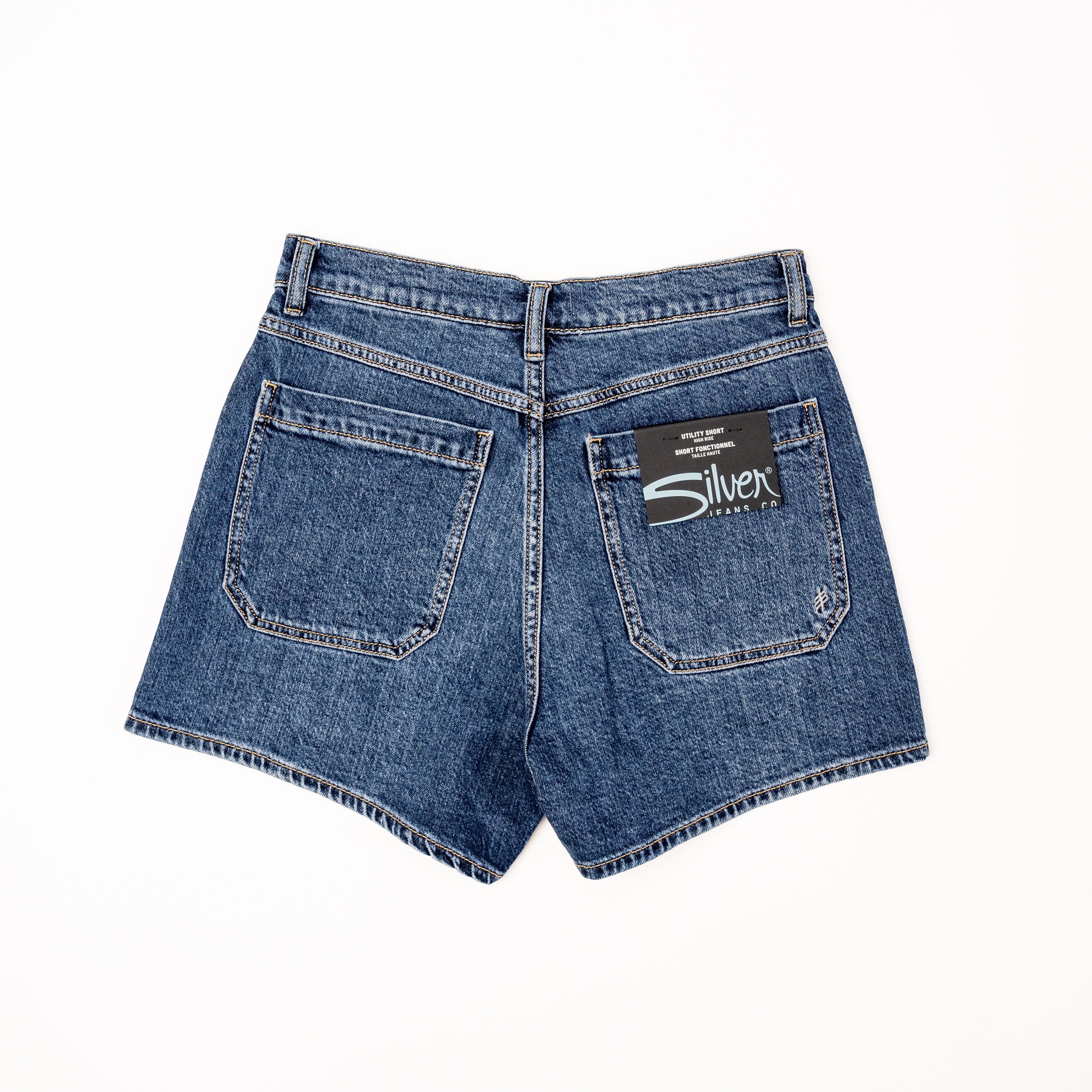 Women's Silver High Rise Utility Shorts L28545ADM392 - Crazy House Western Wear