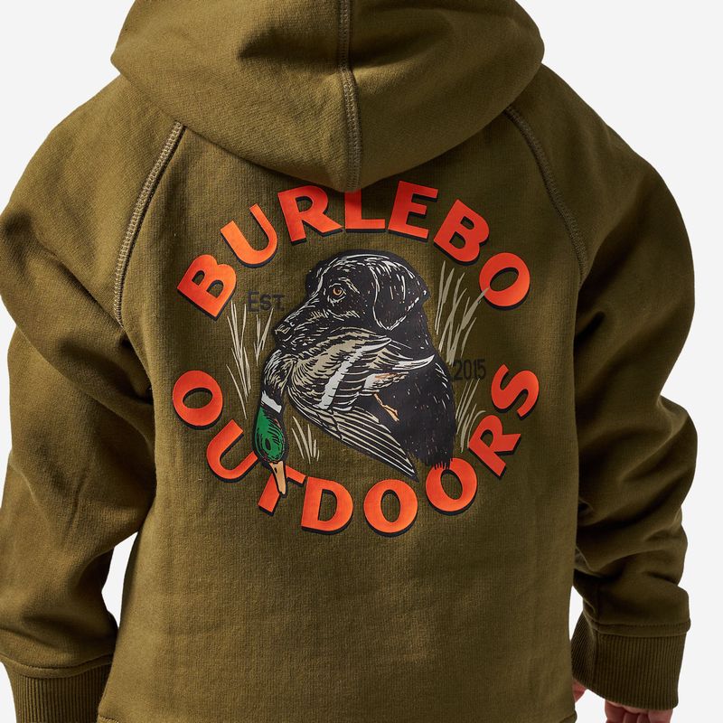 Burlebo Boy's Hunter Green Duck Down Fleece Hoodie Y-FH-DUCKD-HNTG