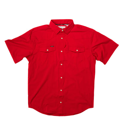 Men's Poncho Red Pearl Snap Shirt Chilton-Red - Crazy House Western Wear