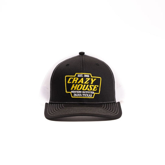 Crazy House Unisex Black and White Snapback with Outfitter Patch - Crazy House Western Wear