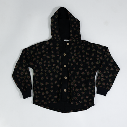 Women's Black Hoodie with Floral Pattern 5125EK