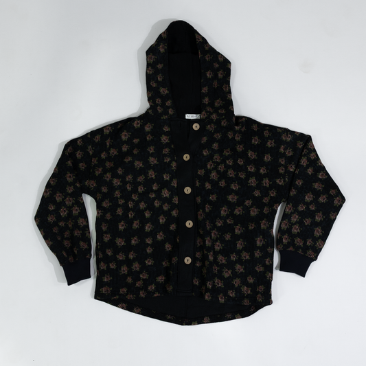 Women's Black Hoodie with Floral Pattern 5125EK