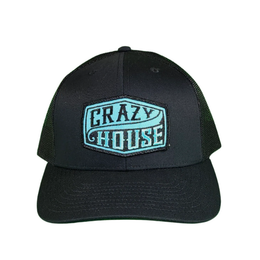 Black Snapback with Turquoise CH Patch - Crazy House Western Wear