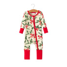 Girl's Christmas Bow and Holly Print Pajama Romper 