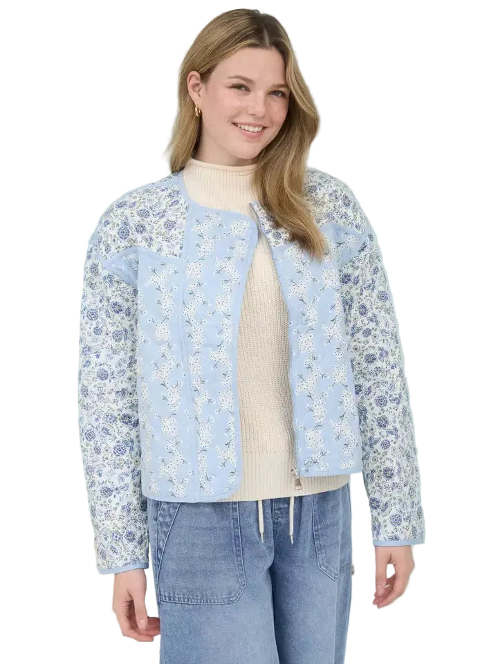 Women's Colorblock Floral Zip-up Quilted Jacket B6SJ1011
