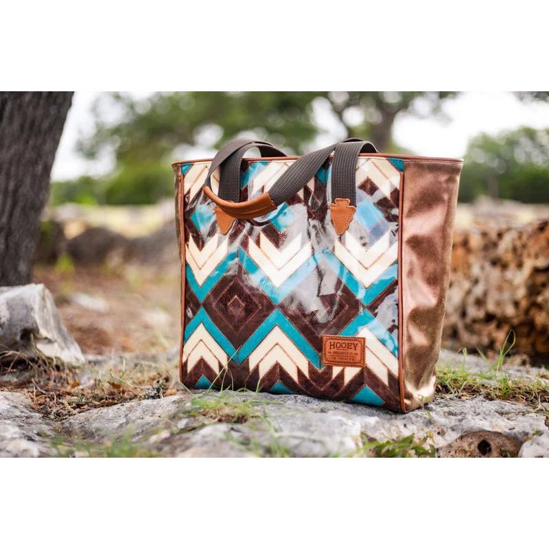 Women's Hooey "Montezuma" Brown and Turquoise Aztec Pattern Purse HCT003-BRTQ - Crazy House Western Wear