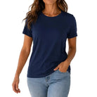 Women's Navy Short Sleeve Basic Top 