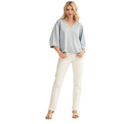 Women's Jodifl Sky Blue Soft Textured V Neck Solid Top G15341-SKB