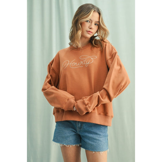 Women's 'howdy' Knit Sweatshirt WL25-10925