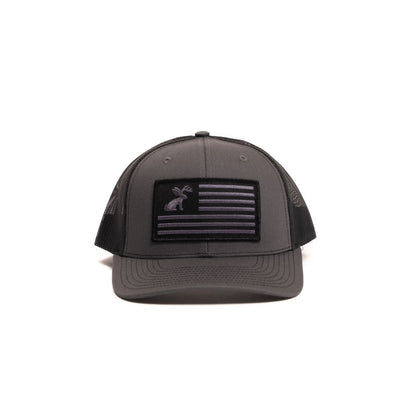 Crazy House Unisex Grey and Black Snapback with Jackelope Flag Patch - Crazy House Western Wear