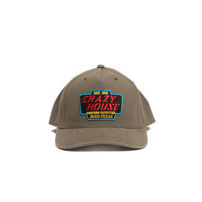 Crazy House Unisex Olive Green Snapback with Outfitter Patch - Crazy House Western Wear