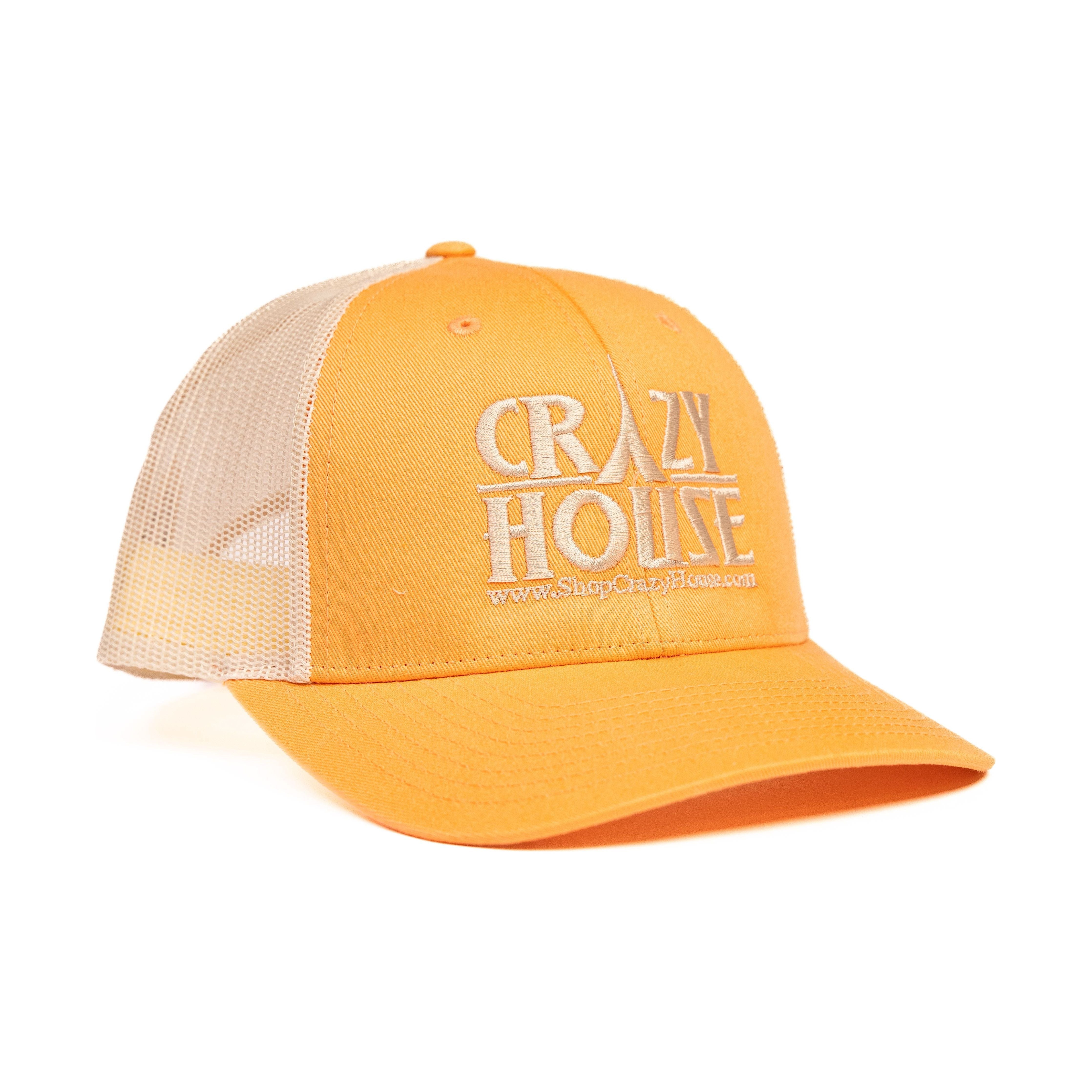 Peach Snapback with Cream Crazy House Stitching - Crazy House Western Wear