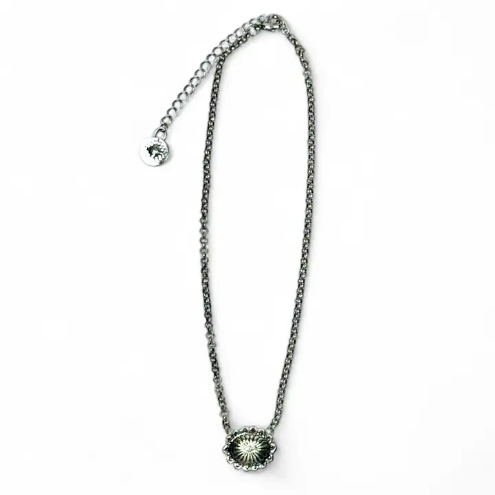 Women's West & Co 15" 18K White Gold Plated Dainty Concho Necklace WC-N24WG