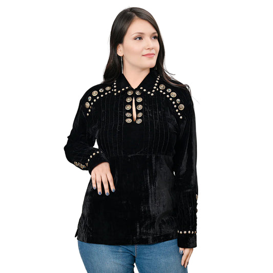 Women's American Darling Silky Velvet Long Sleeve Shirt ADSH029