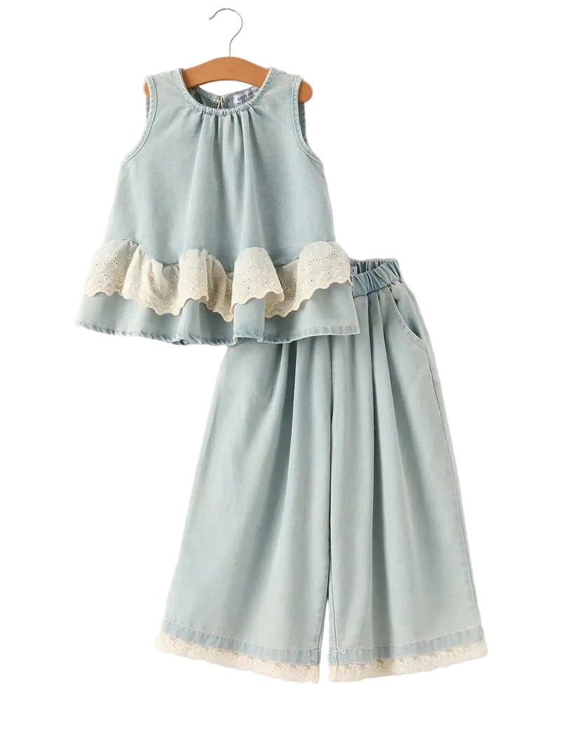 Girl's Youth Denim and Lace Set 