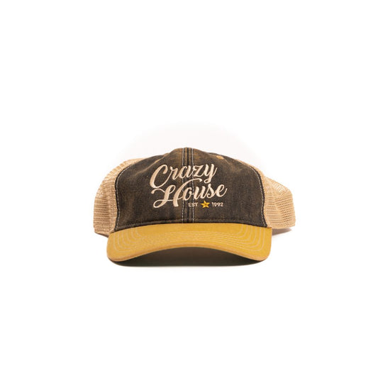 Crazy House Unisex Black and Yellow Mesh Cap With Stitching - Crazy House Western Wear