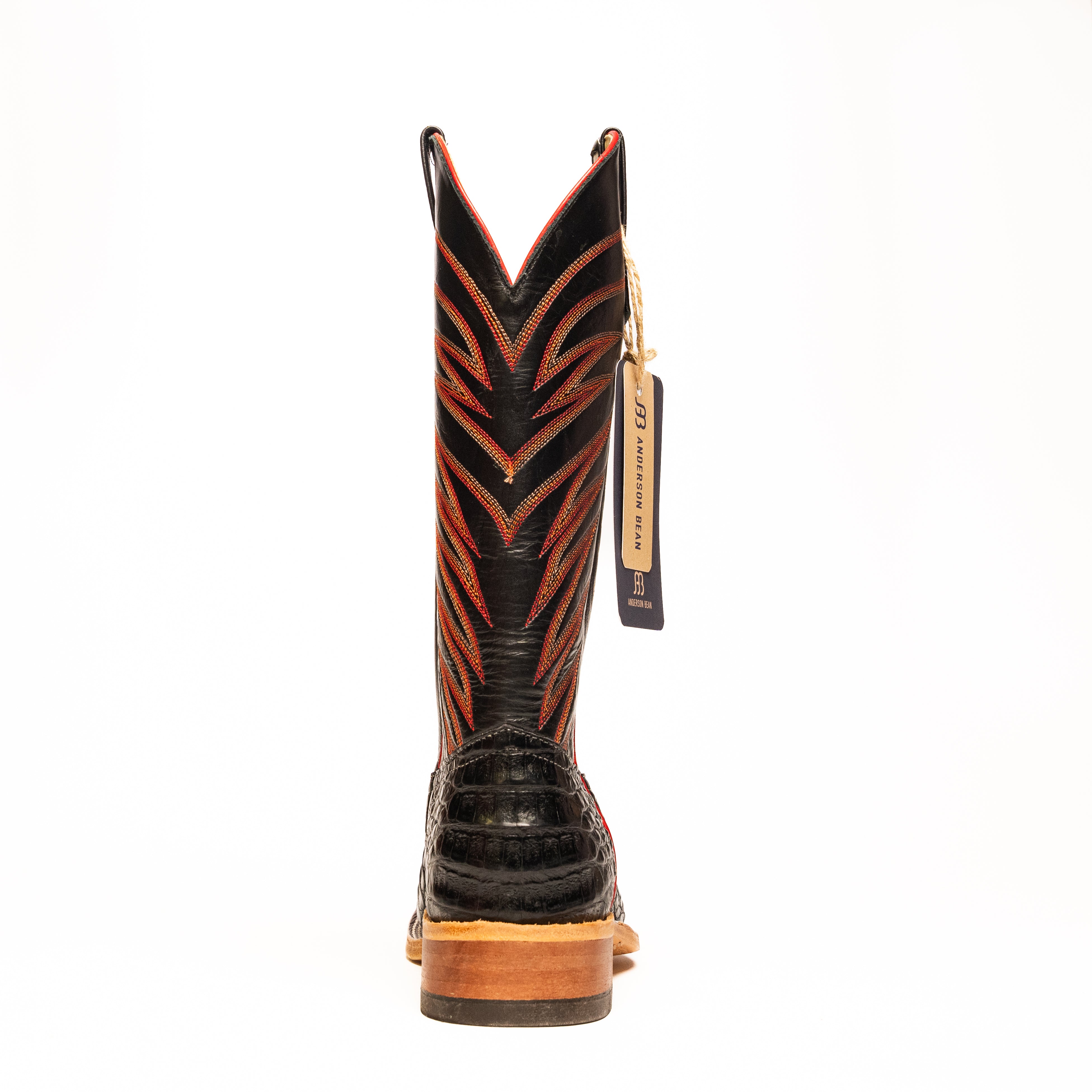 Anderson Bean Black Caiman Belly with 13" Black Glove Top S3005 - Crazy House Western Wear