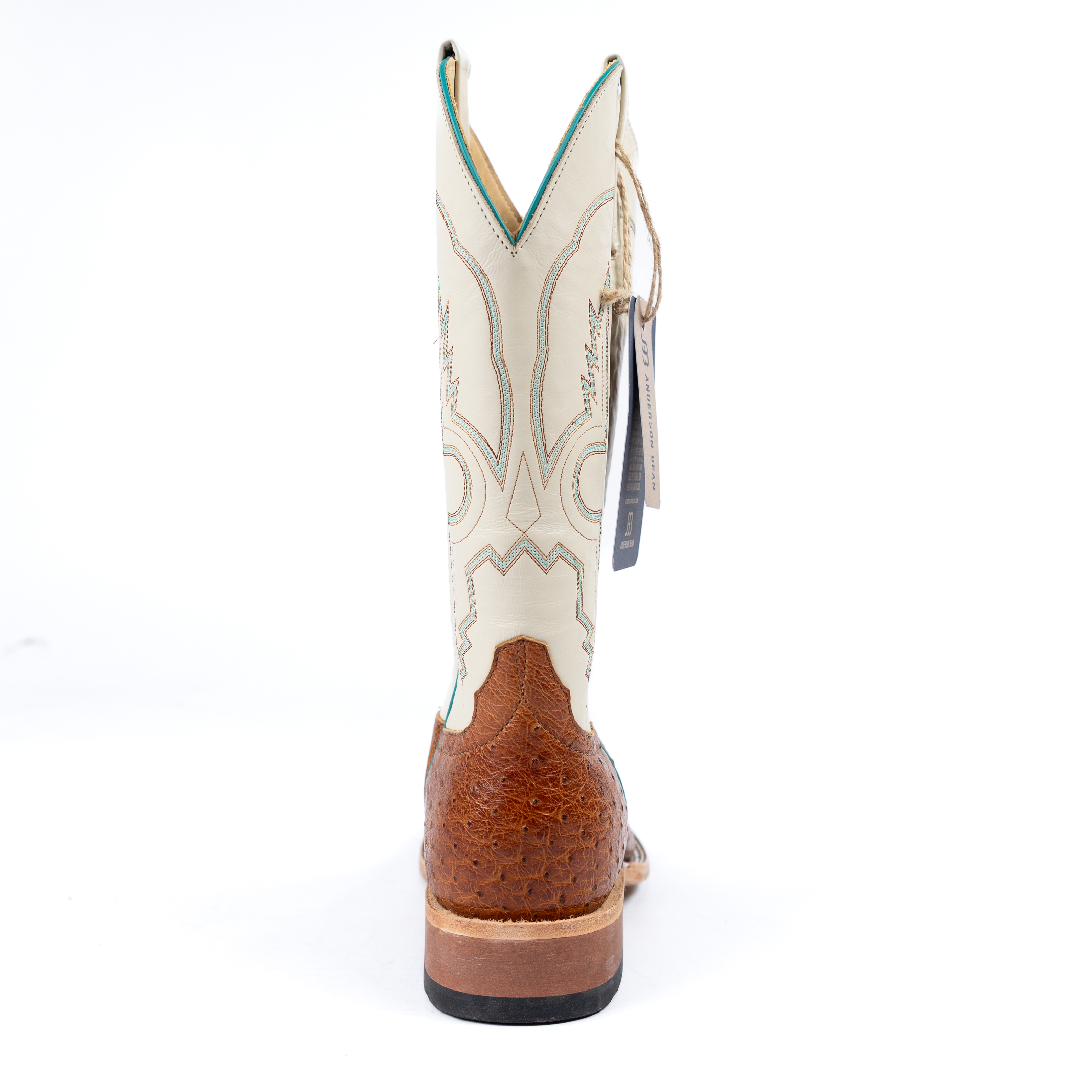 Anderson Bean Cognac Full Quill Ostrich with 13" Bone Glove Top