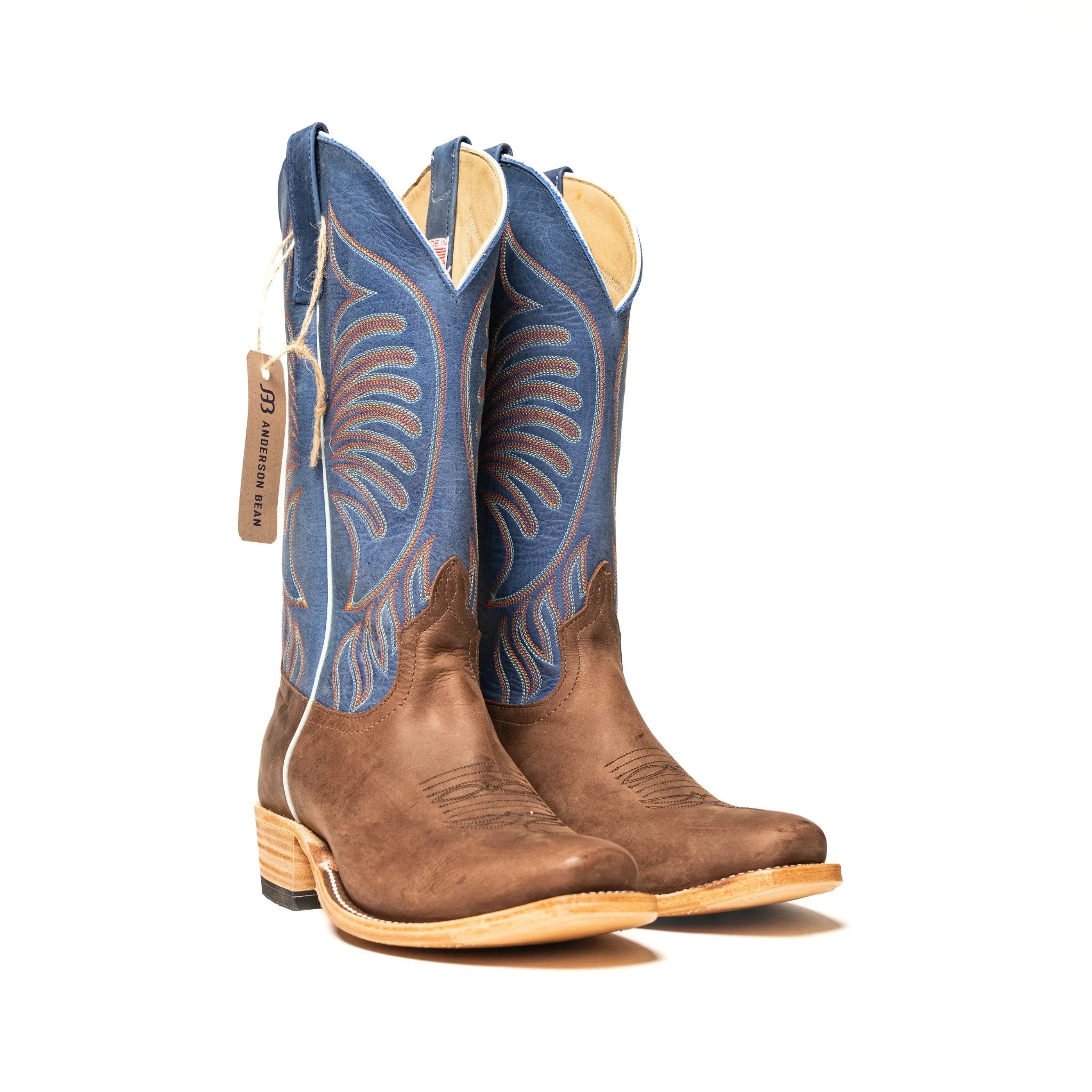 Anderson‎ Bean Horse Power Brown/Blue Square Toe Rewind to 89 Cowboy Boots X1006 Anderson Bean Blue Boots for Men for Sale | Shop New & Used  main image 2