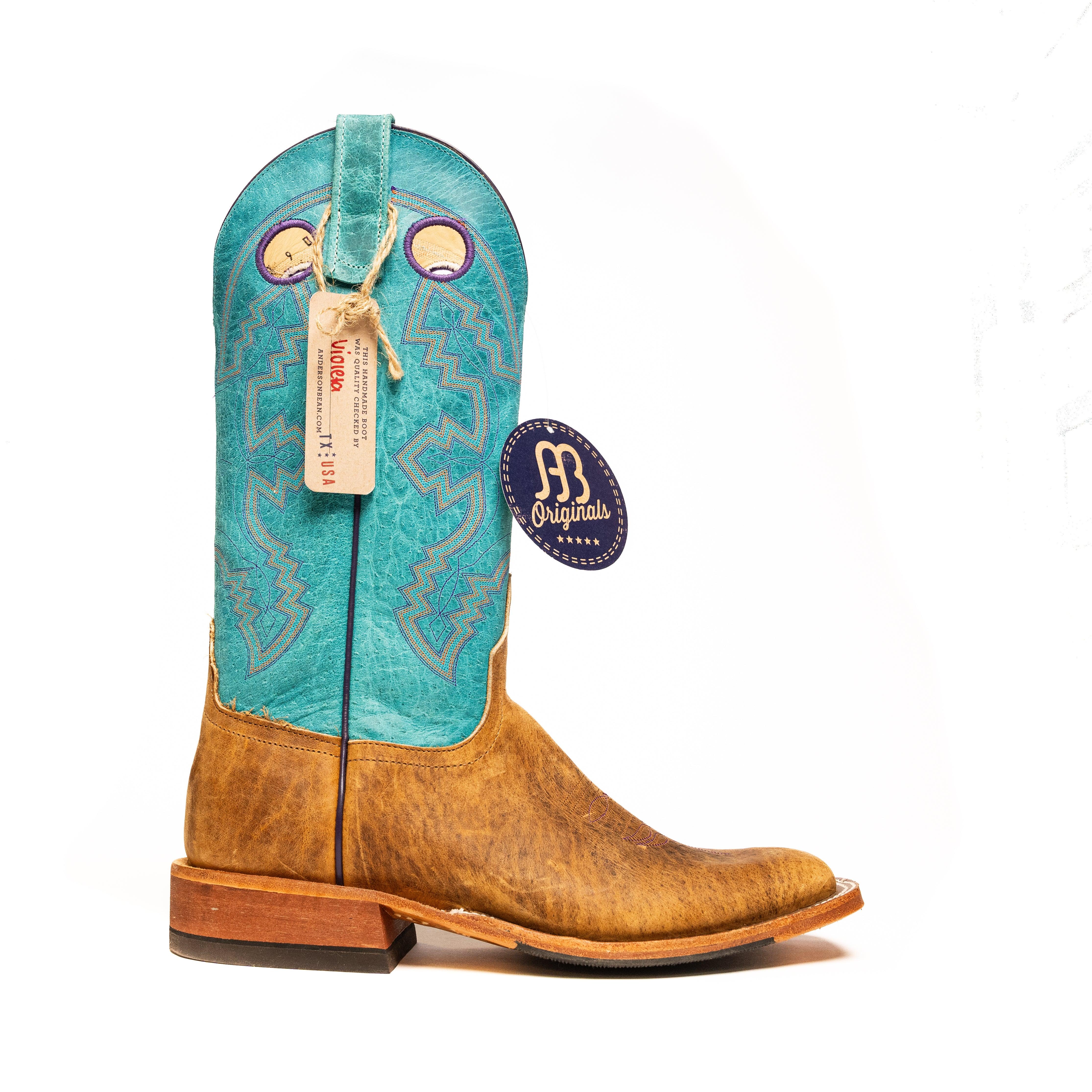 Anderson Bean Men's Tan Distressed Bison Square Toe Boots – Crazy