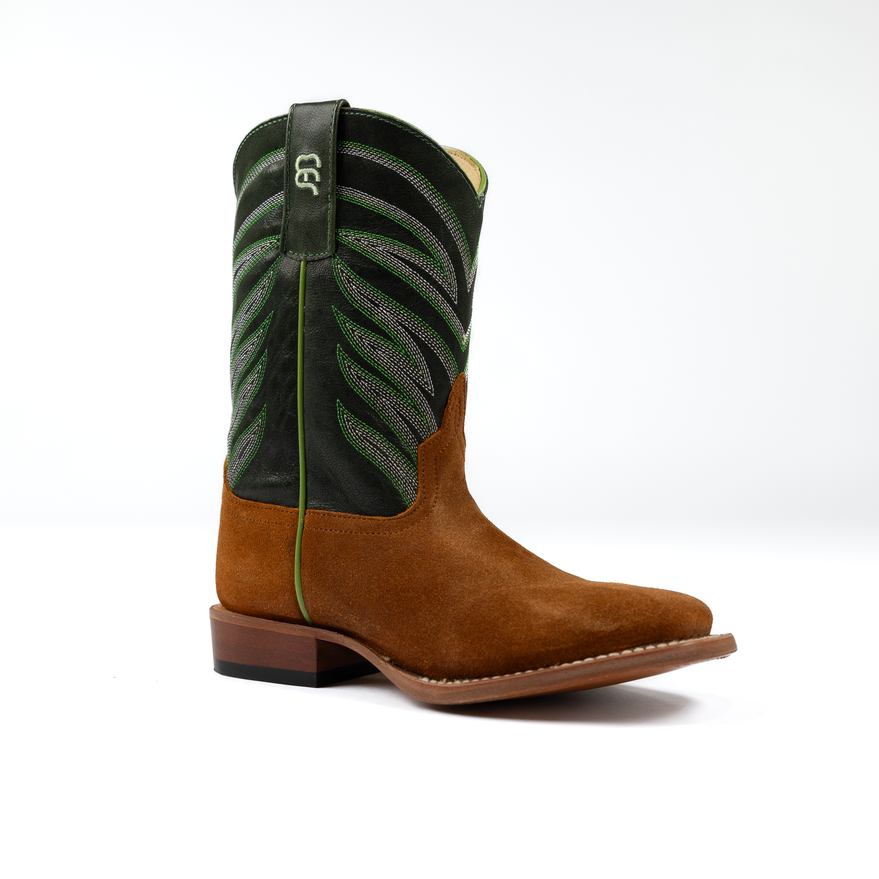 Anderson Bean Kids Tan Suede with Emerald Explosion Top ABK3012