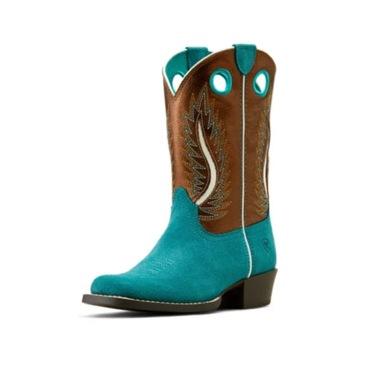 Girl's Ariat Teal Suede Western Boot 1