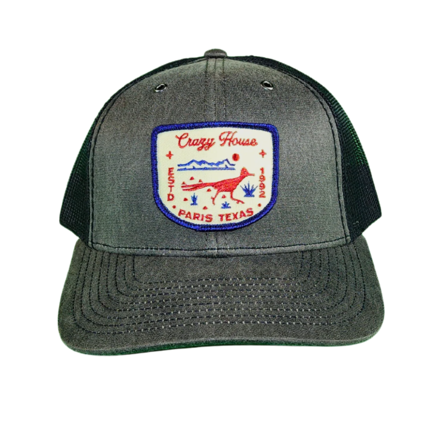 Dark Gray Snapback with Roadrunner Patch - Crazy House Western Wear