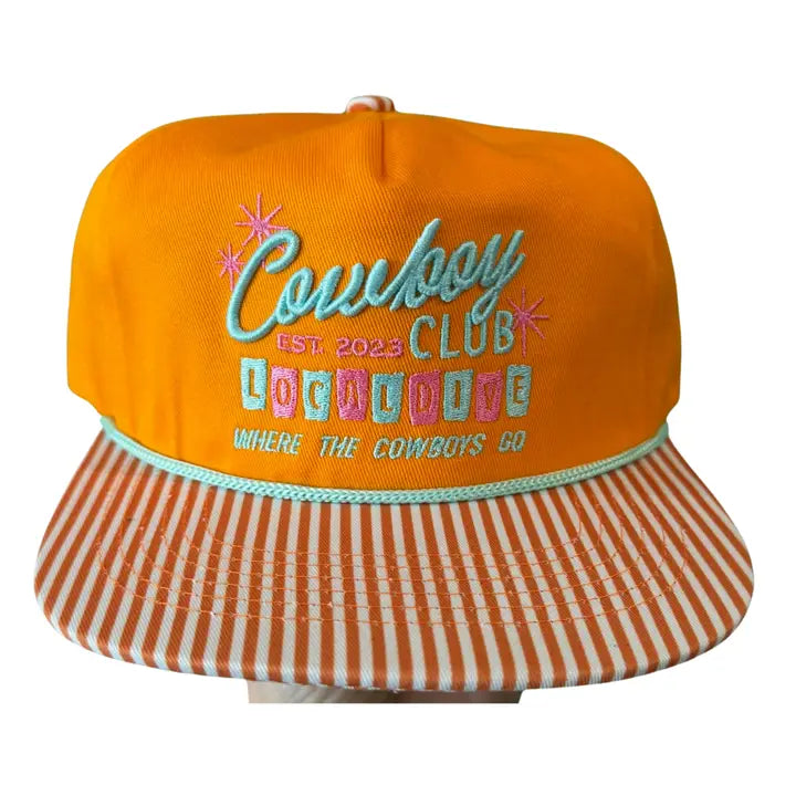 Women's Orange Cowboy Club Canvas Cap 