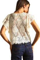 Women's Ecru Lace Scalloped Top