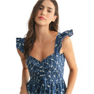 Women's Denim Floral Maxi Dress - Crazy House Western Wear