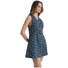 Women's Floral Ditsy Print Denim Button-front Dress CD25910 - Crazy House Western Wear
