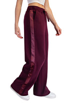 Women's Dark Cherry Modal Scuba Luxe Satin Straight Pant P6412