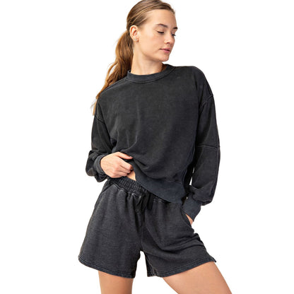 Women's Mineral Washed French Terry Short Set SET0029