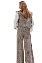 Women's Washed Leopard Wide-leg Drawstring Pants 