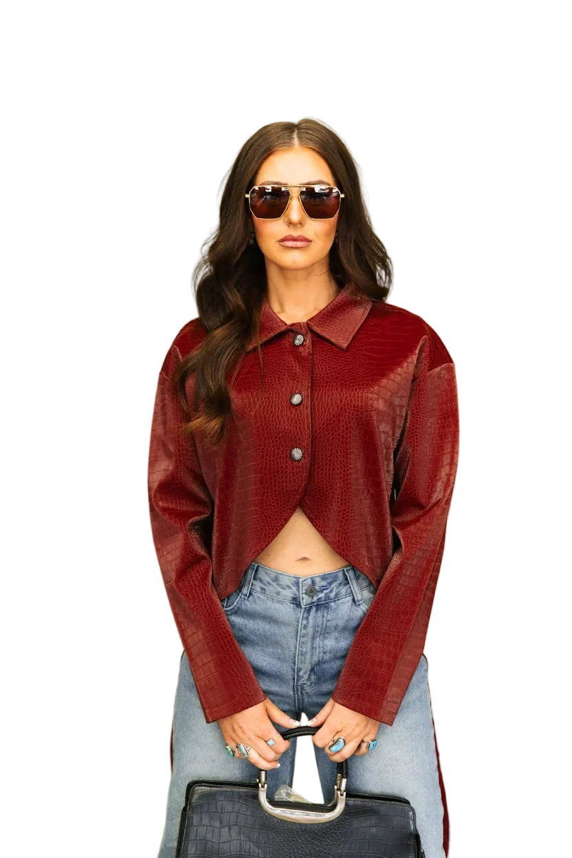 TwoFly Women's Wine Bandita Button Top 