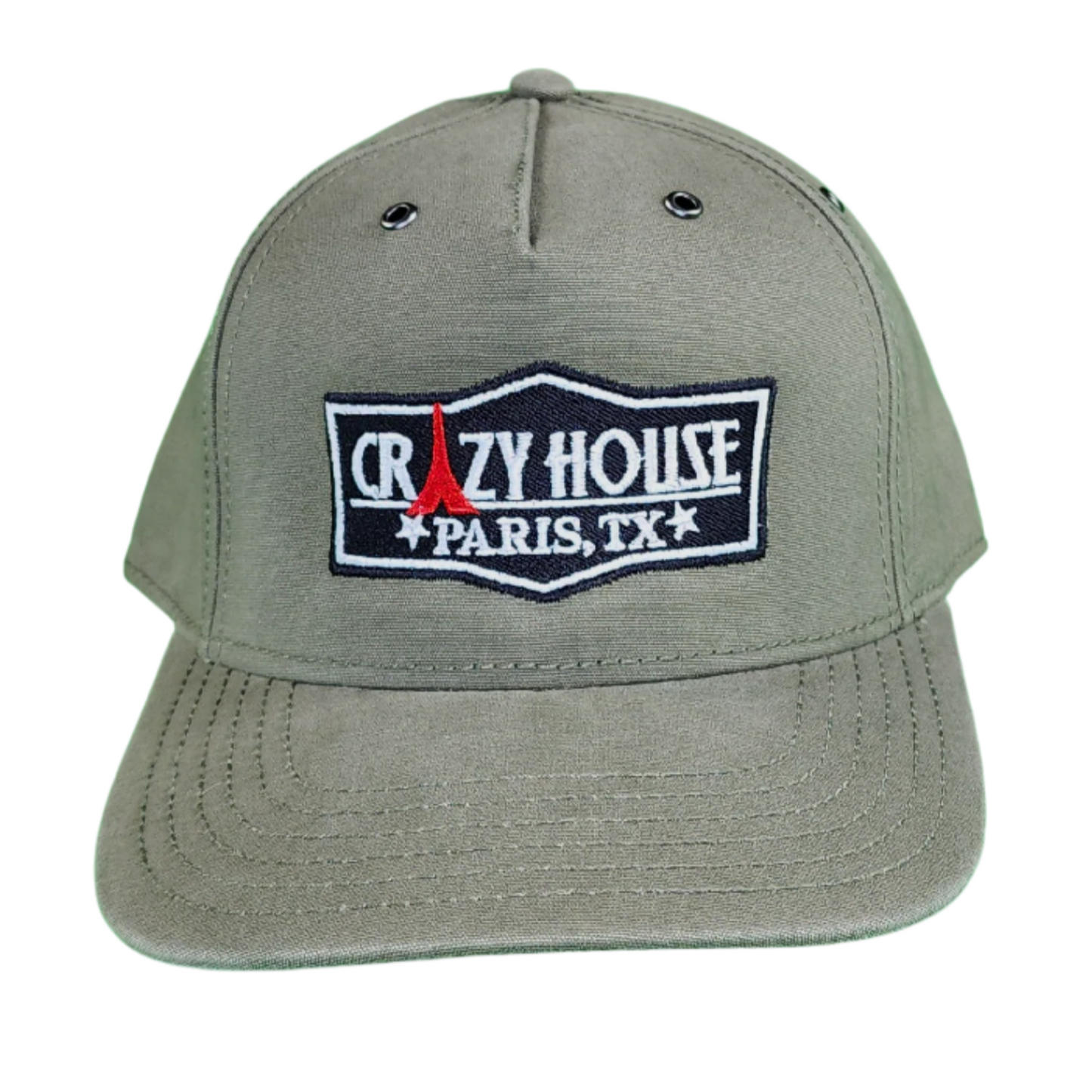 Embroidered Olive Canvas Snapback - Crazy House Western Wear