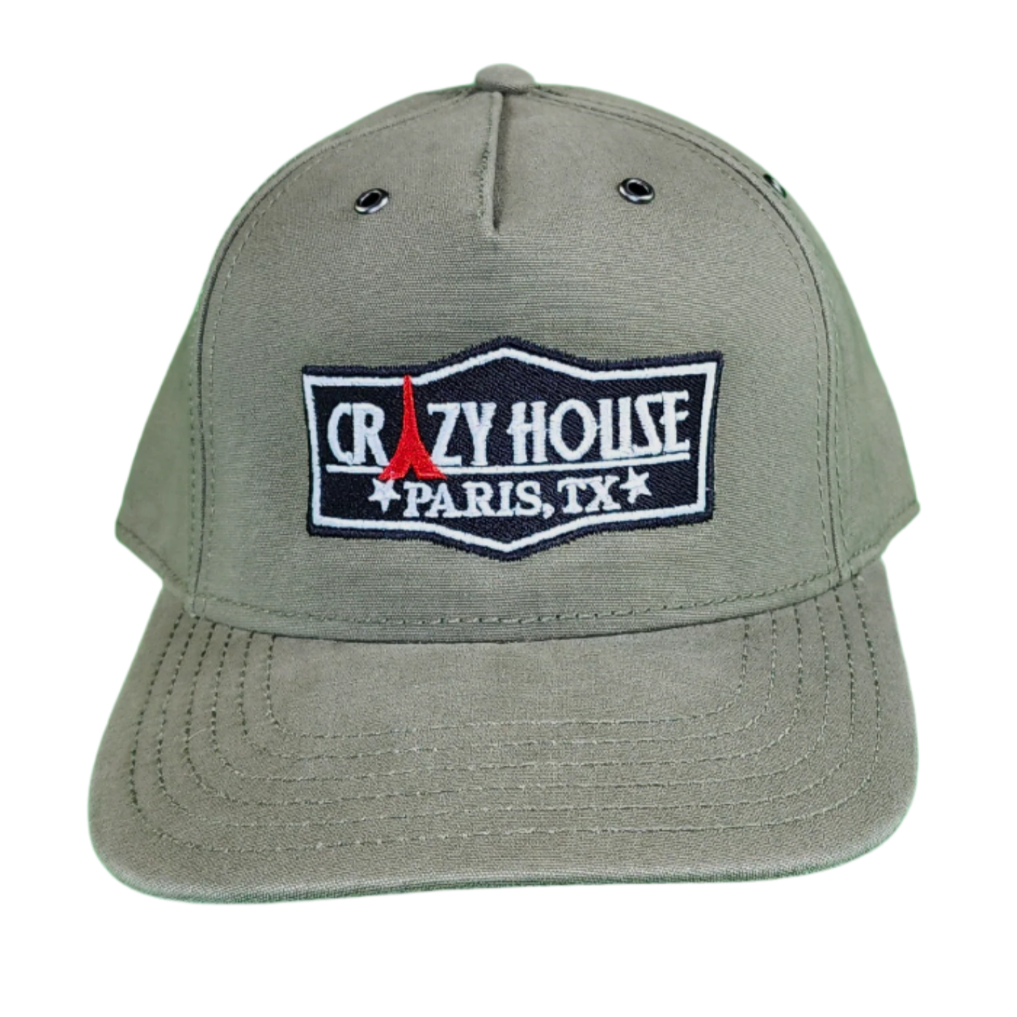 Embroidered Olive Canvas Snapback - Crazy House Western Wear