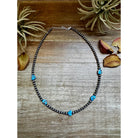 Bijoux Fab Golden Hill Turquoise & Sterling Silver Pearl Necklace GOLDENHILL-034