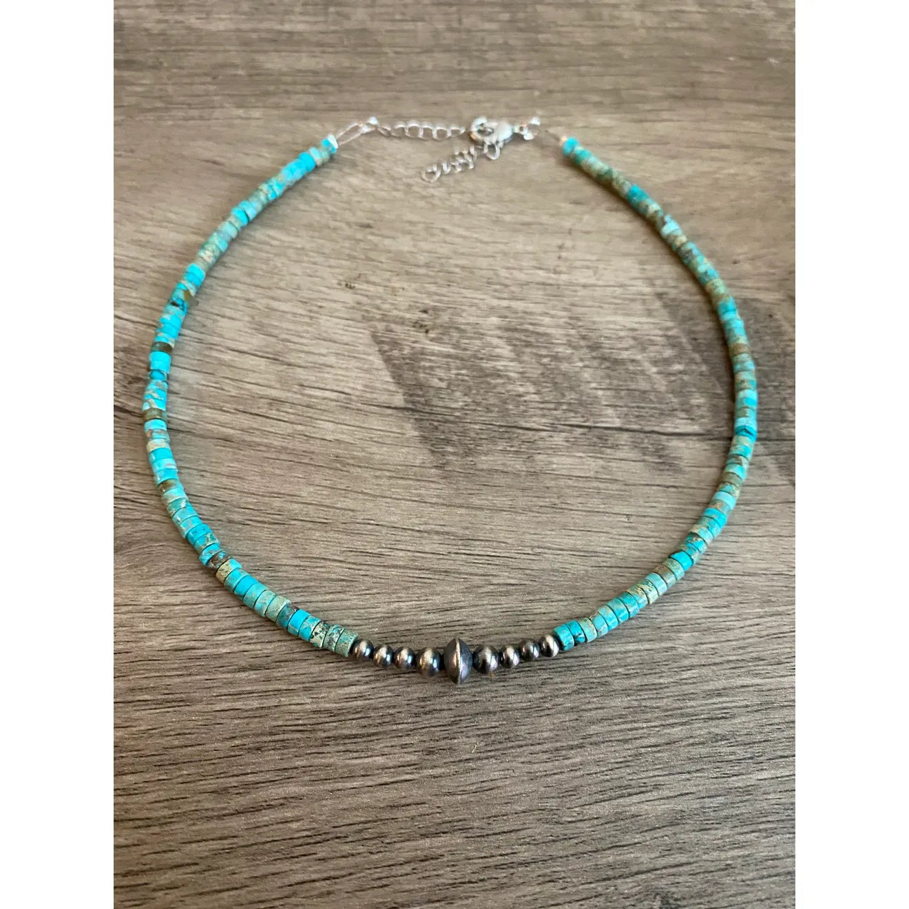 Bijoux Fab Sterling Silver Pearls Choker and Variscite Turquoise CHO-NAV-017-TUR